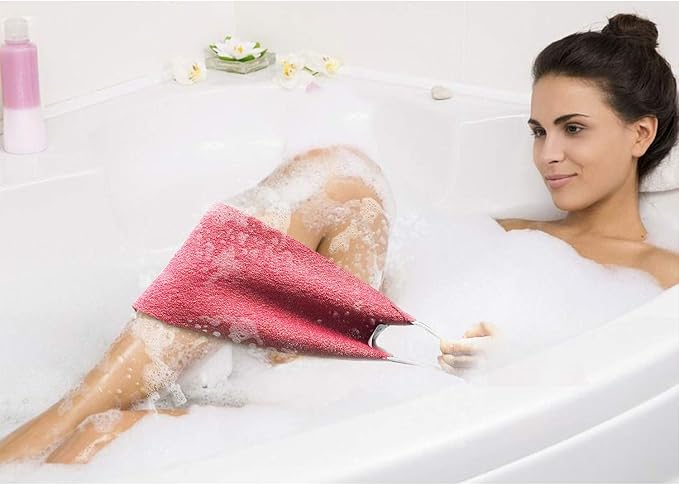 Evridwear Exfoliating Back Scrubber with Handles Two Sides for Body Shower Deep Cleans Skin Massages Invigorating Blood Circulation Men Women One Size (Pink)