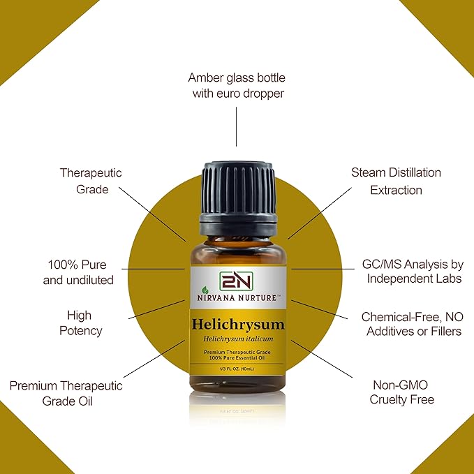 Helichrysum Essential Oil 100% Pure Premium Therapeutic Grade, Undiluted - Aromatherapy Diffuser for Calm and Relaxation, Skin Care, Hair Care