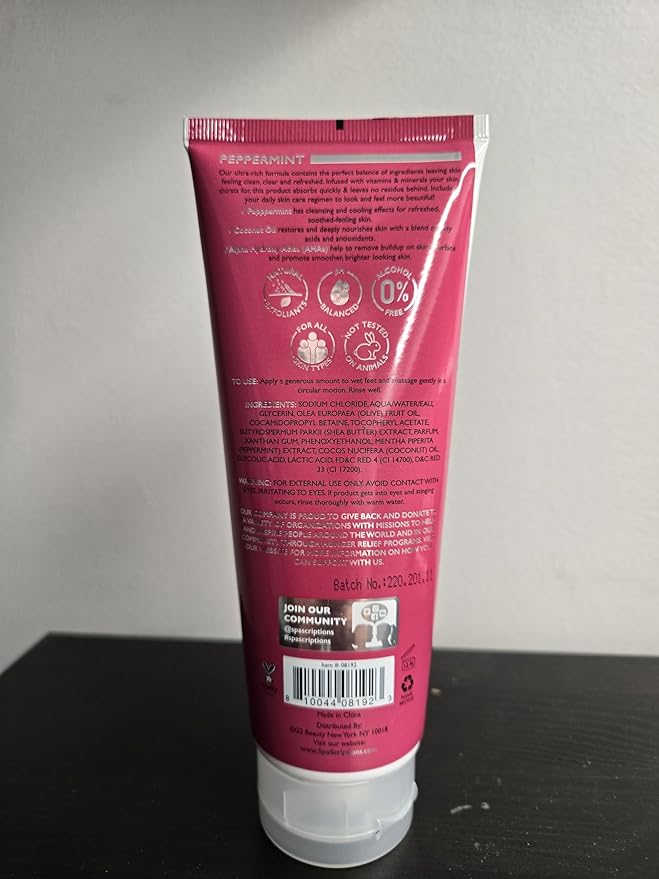 SpaScriptions Peppermint Exfoliating Foot Scrub with Peppermint, Coconut Oil, Alpha Hydroxy Acids (AHAs), Exfoliates, Purify, and Restores (10.5 oz)