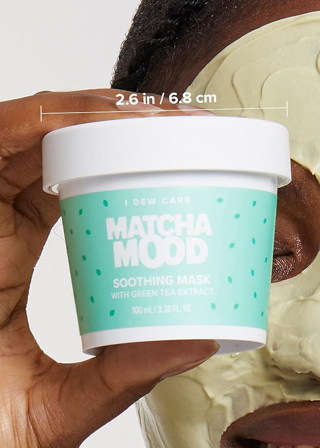 I DEW CARE Wash-Off Mask - Matcha Mood | Korean Facial Soothing Green Tea Skincare for Dry and Sensitized Skin, Korean Face Mask Skin Care for Face, 3.38 Oz