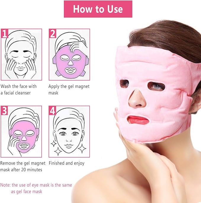 Ice Face Eye Mask for Cold Hot Compress Therapy, Gel Cooling Heat Facial Eye Mask Pack Reusable with Acupoint Massage & Tourmaline Powder for Skin Firming, Puffy Dark Circles Bags Eyes, Relief Pain