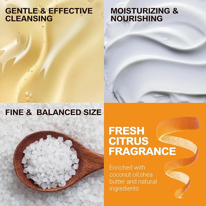 Body & Earth Gift Baskets for Men Bath Set Citrus Scented Bath and Body Gift Set with Body Lotion, Face Wash, Shower Gel, Bubble Bath, Loofah, Birthday Fathers Day Gifts