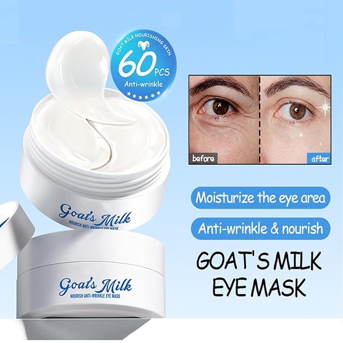 Under Eye Patches for Dark Circles & Puffy Eyes - 60 Pairs Hydrating Eye Mask with Hyaluronic Acid,Hydrolyzed Elastin&Goats Milk - Vegan, Cruelty-Free