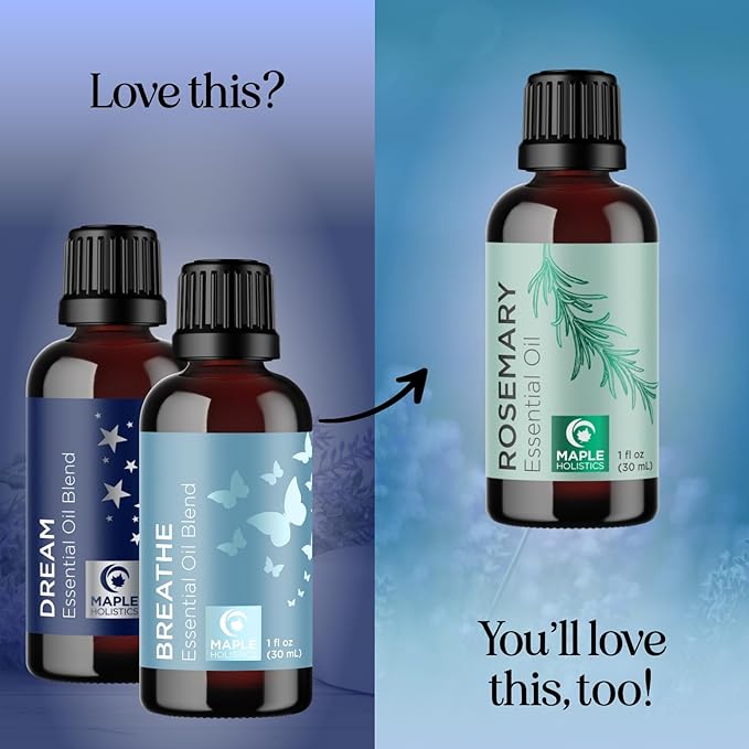 Aromatherapy Essential Oil Blends for Diffusers - Diffuser Essential Oil Set with Dream Essential Oil Blend and Breathe Essential Oil Blend - 100% Pure Must Have Aromatherapy Oils - 1 Fl Oz Each