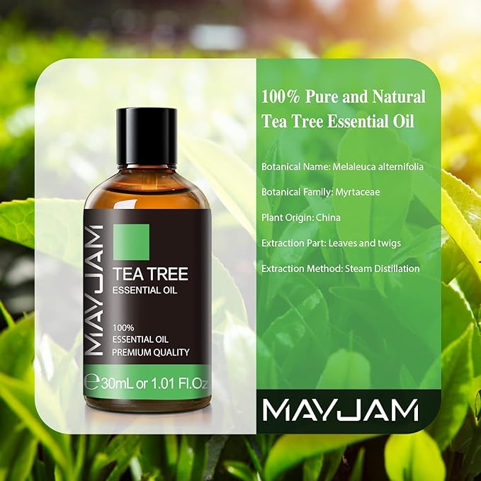 Tea Tree Essential Oil, MAYJAM Pure Essential Oils for Diffusers for Home and Office, 1.01FL.OZ Tea Tree Oil for Candle Making, DIY Soap, 30ML/Bottle