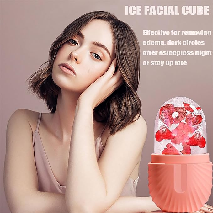 Ice Cube Roller Massager for Face and Eyes, Ice Face Roller, Reusable Silicone Ice Mold for Face Beauty Eye Facial Naturally Conditioning and Skin Care Tools (Green)