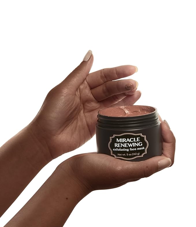 Evenza Miracle Renewing Exfoliating Face Mask for age spots and uneven skin tone. Vitamin C Clay Mask with Argan Oil and Ferulic Acid. Large 5oz jar.