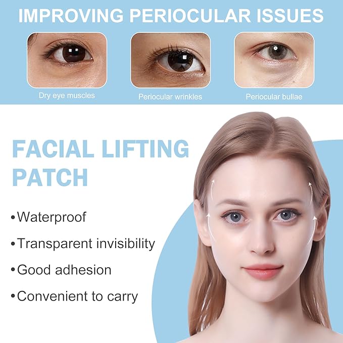 Eye Lift Tape, Ultra-thin Invisible Eye Tape for Crow's Feet, Instant Eye Lift Sticker, Wrinkle reducer (2pcs Elastic Bands +10pcs Replacement Tapes)