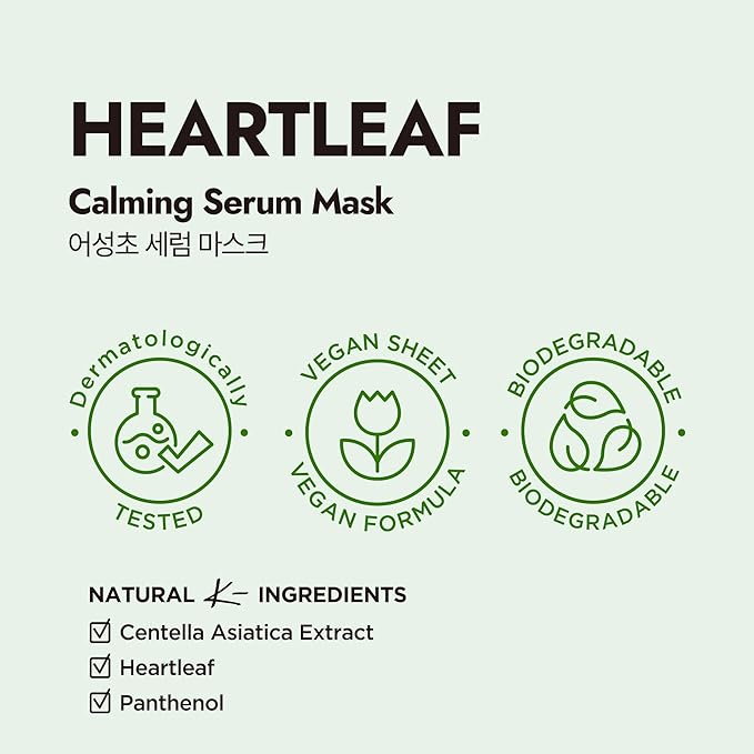 Epielle Heartleaf Calming Serum Sheet Masks (5pk) | Korean Skincare | Facial Sheet Mask | Kbeauty, Mother's Day Gifts