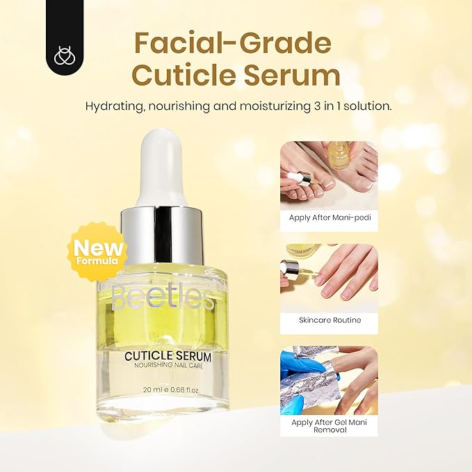 Beetles 20ml Cuticle Oil Nail Oil Care for Nail, Hydrating Oil For Repaired Cuticles, Remedy For Damaged Skin & Thin Nails Vitamin E, Rice Bran & Sweet Almond Oils Softener Nail Repair Gift for Her