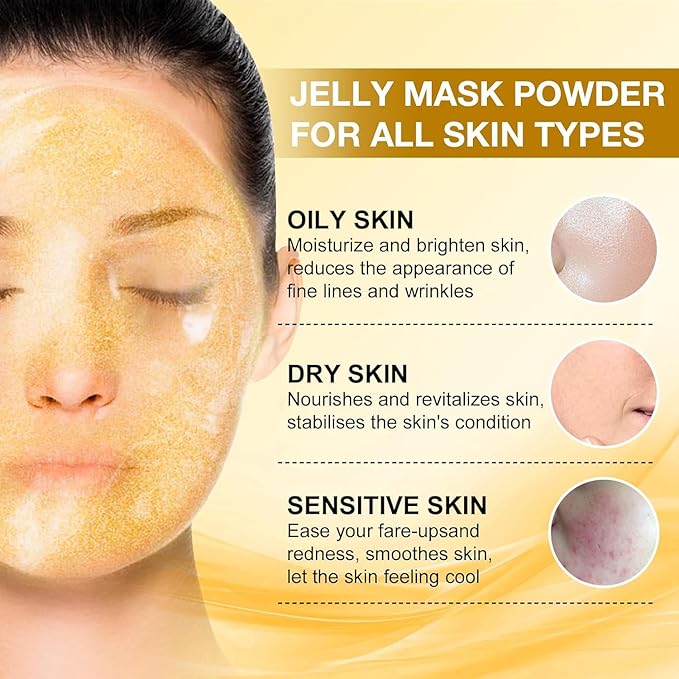 Jelly Mask for Facials Professional, Hydrating & Moisturizing Peel-Off Natural Gel Face Mask SkinCare, Professional Spa Use Jelly Face Masks, Deep Hydration & Glow 23 Fl Oz (24K Gold)