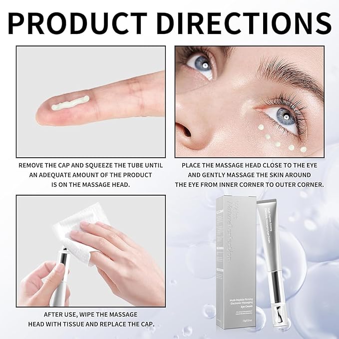 Eye Cream | Wrinkle Eraser Massaging Eye Cream, Multi-Peptide Firming And Electronic Massager, Anti-Aging Eye Cream for Puffiness and Bags Under Eyes Cream | Electric Massage Eye Cream (1 Pc)