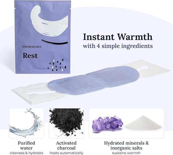 Rest: Self heating warm compress for dry eye | Heated eye Mask for fast relief | No microwave or washcloths needed | Travel ready | 90 counts