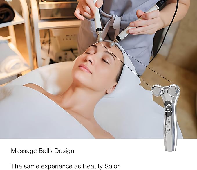 SLANGO 4D Facial Beauty Roller Massager β Double-Ball Neck Lifting Device with 12 Massage Modes & 5 Vibration Levels for Face & Body Sculpting (White)