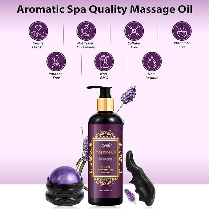 Aromatherapy Lavender Massage Oil, Massage Oil for Massage Therapy, Calming, Soothing, Relaxing, Spa Gifts for Him Her, 10 Fl Oz