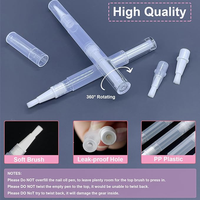 8 Pieces Empty Cuticle Oil Pen for Nails 3ML Transparent Twist Pen for Cuticle Oil Applicators Cosmetic Containers Gloss Tube Eyelash Growth Liquid Tube