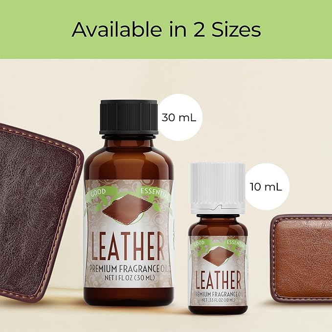 Good Essential Professional Leather Fragrance Oil for Diffuser, Candle Warmer, Wax Melts - 1 fl oz, 30ml - Leather Scent Oil for Candles