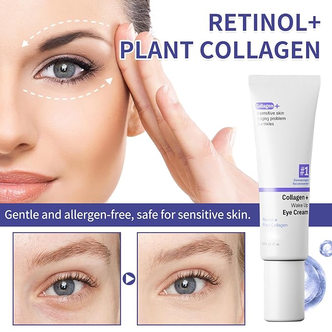 Retinol Under Eye Cream for Dark Circles and Under Eye Puffiness, Eye Repair Cream, 2 PCS Anti-Aging Hyaluronic Acid, Collagen Reduce Wrinkles Eye Cream, Lift, Firm Eyes Skin