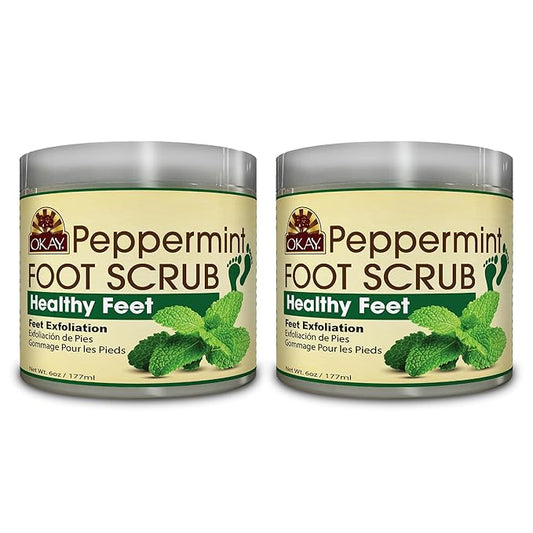 Okay Peppermint Foot Scrub - Exfoliating & Moisturizing, Great for Cracked Heels & Dry Skin - 6 Oz (Pack of 2)