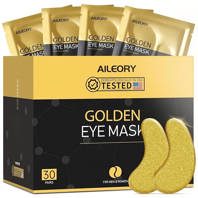 Under Eye Patches (30 Pairs) – 24K Gold Collagen Eye Masks for Puffy Eyes, Dark Circles, Bags, and Wrinkles – Soothes, Smooths, and Revitalizes Tired Skin