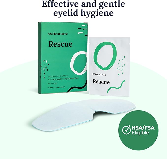 Rescue: Hydrogel Self Cooling Compress | Cold Eye Masks for Puffy Eyes | Self Cooling Eye Compress for Fast Relief | Travel Ready | 12 Count | FSA & HSA Eligible