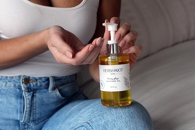 Honey Glaze Massage Oil, All Natural and Organic, Plant-Based Sweet Almond & Coconut Oils for Smooth Skin, Perfect Gifts for Date Night with Relaxing Aromatherapy, Ideal for Massage Therapy
