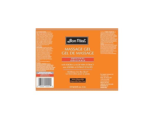 Bon Vital' Original Massage Gel for a Versatile Massage Foundation to Relax Sore Muscles and Repair Dry Skin, For Massage Therapists Who Want Superior Glide & Gentle Friction for Clients, 8 Oz Bottle
