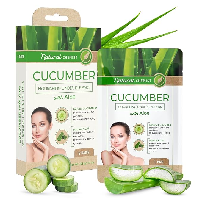 Cucumber & Aloe Under Eye Patches - Cooling, Reduces Puffiness, Anti-Aging, Hydrating, Dermatologist Tested, Cruelty Free Korean Skin Care For All Skin Types - 5 Pairs