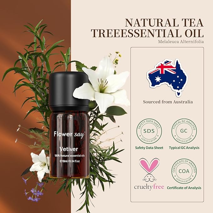 Vetiver Essential Oil 0.34Oz - 100% Pure Natural MAX Undiluted Premium Therapeutic Grade Essential Oils for Diffuser/Skin Care/Massage/Hair/Toenails