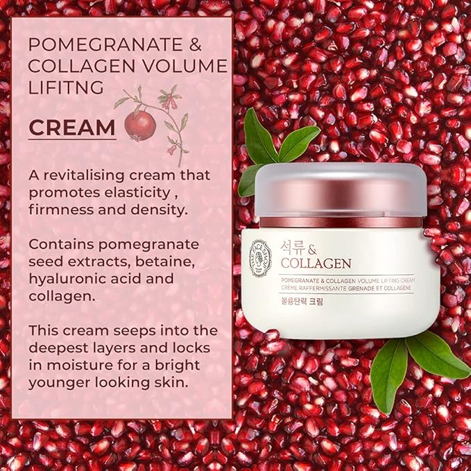 The Face Shop Pomegranate & Collagen Volume Lifting Eye Cream | Deep Revitalizing Cream for Elasticity, Firmness & Density | Anti-Aging Korean Moisturizer | Plump & Smoothen Your Skin, 3.38 Fl Oz