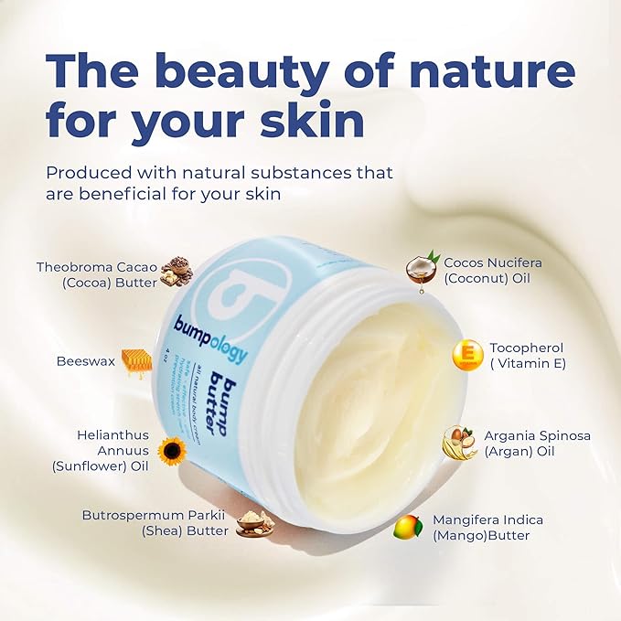Bumpology Bump Butter Stretch Mark Moisturize Cream | 2-in-1 Powerful Butters + Oils | Physician Formulated | Hydrating Body Cream Butter Lotion | Made in USA | Pack of 4 Jars