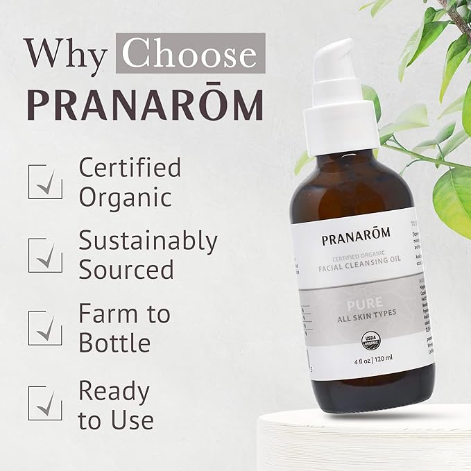 Pranarom - Pure Facial Cleansing Oil (4oz / 120ml) - 100% Pure & Natural Essential Oil Facial Cleanse for Makeup & Impurity Removal