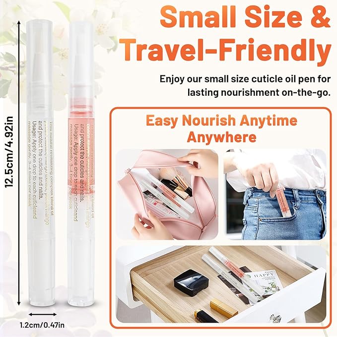 Meschett 2PCS Cuticle Oil Pens for Nail Care,Cuticle Revitalizer Oil Pen with Soft Brush,Cuticle Oil to Prevent Nail Cracking and Dry (Lily & Rose Flavor)