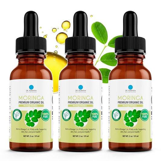 Dr. Robaina 100% Pure Organic Moringa Seed Oil – Cold-Pressed, Unrefined & Hexane-Free Face, Hair & Nail Moisturizer – Fast-Absorbing Non-Greasy Hydration – 2 fl oz Dropper Bottle – Made in USA