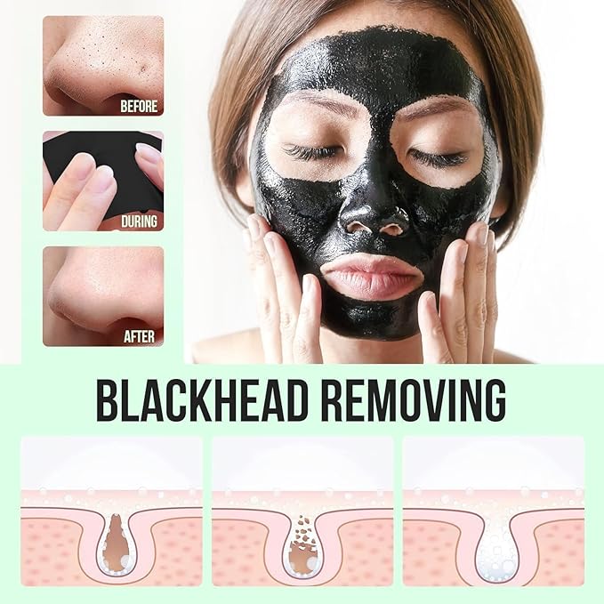 Black Head Remover for Face - Peel Off Charcoal Black Mask, Pore Remover for Nose Deep Cleansing, Pore Remover, Deep Cleansing Blackhead Pores Acne, for All Skin Types