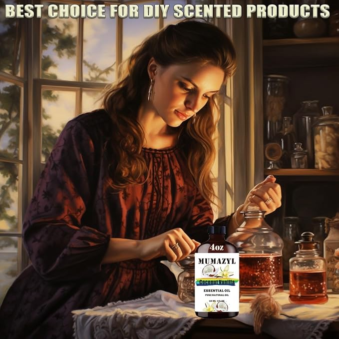 Coconut Vanilla Essential Oil, Coconut Vanilla Oil 4 Fl Oz 120ML for Diffuser Humidifier Yoga Cleaning DIY Candle Soap Making Essential Oils