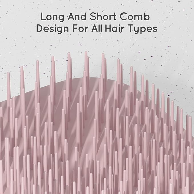 2 PC Scalp Massager Shampoo Brush, ECOED Scalp Scrubber & Exfoliator for Dandruff Removal, Wet & Dry and Detangler for Men and Women, Suitable for Short Medium Hair (Pink)