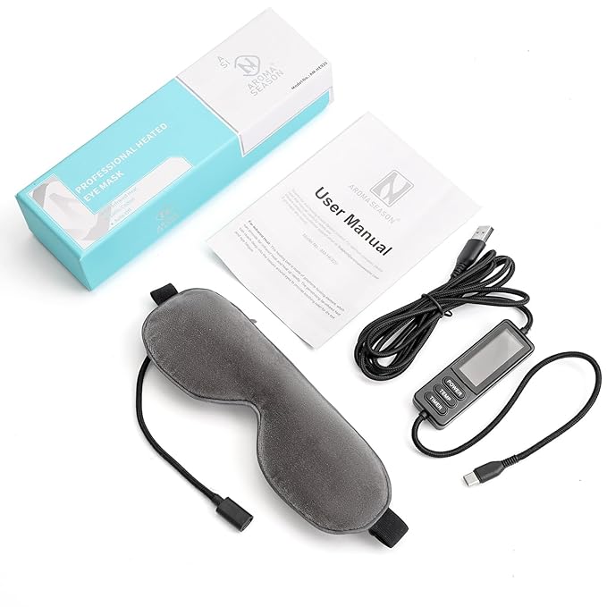 Aroma Season Heated Eye Mask, Warm Eye Compress for Dry Eyes Stye Blepharitis MGD and Blepharitis, Moist Heat Treatment to Unclog Lacrimal Glands (Dark Gray)