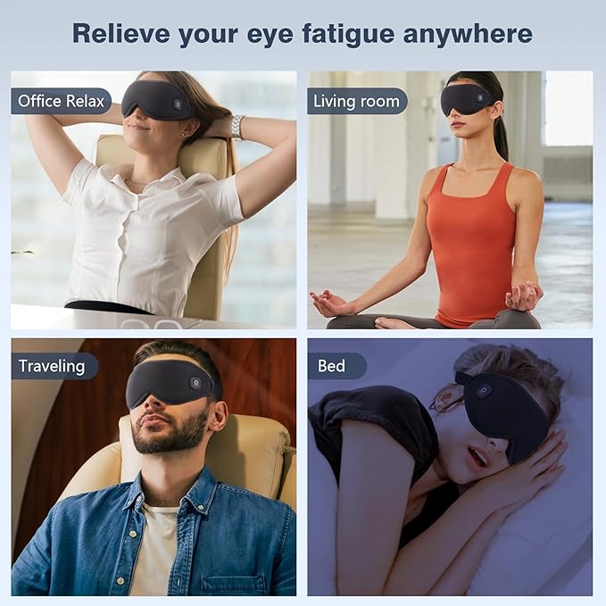 Heated Eye Mask Cordless, Warm Eye Compress for Dry Eyes, Eye Heating Pad for Travel, Dry Eye Mask Heat Therapy for Soothe Tired and Sore Eyes