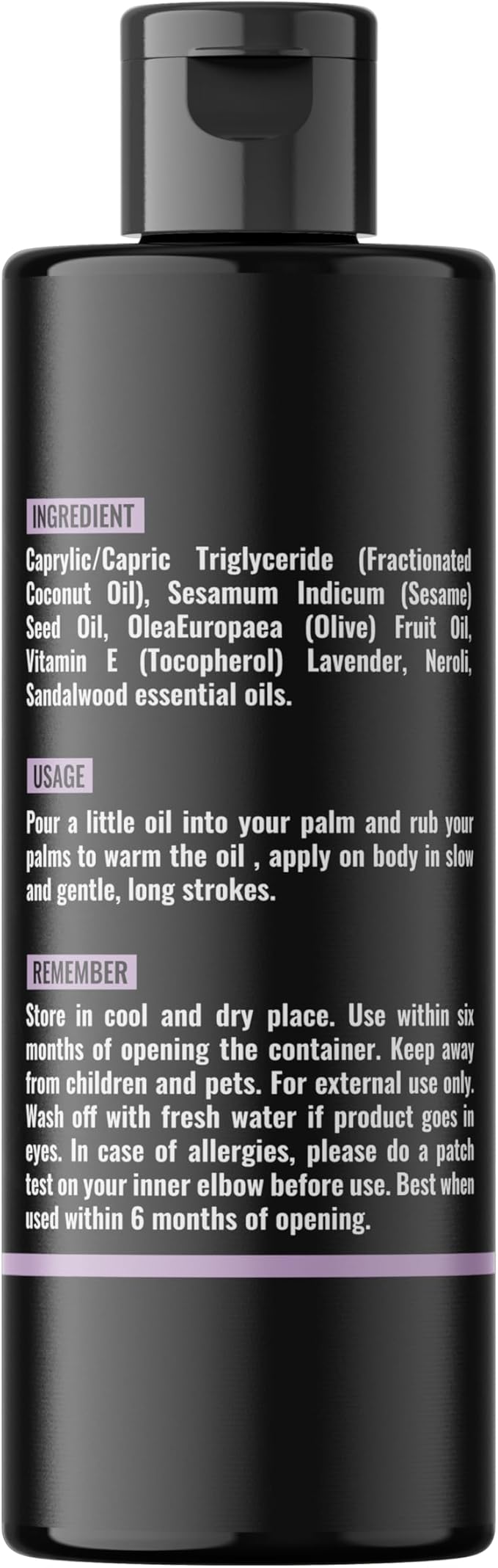 Organic - Edible Floral Sensual Massage Oil for Couple - Smooth Body Glide| No Stain & Non-Sticky | with Fractionated Coconut Oil, Lavender & Orange Blossom Oil | Nourish & Moisturise Skin