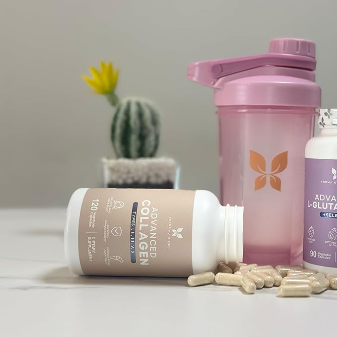 Multi-Collagen Peptides + Hyaluronic Acid β Type I II III V X β Skin, Hair & Joint Support β 120 Capsules.