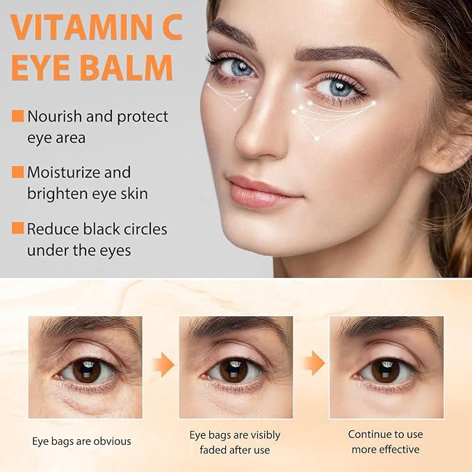 Revive Glow Vitamin C Eye Balm, Hydrating Eye Cream,Improve Dark Circles,Brightens Skin Tone,Reduces Puffiness(2PCS)