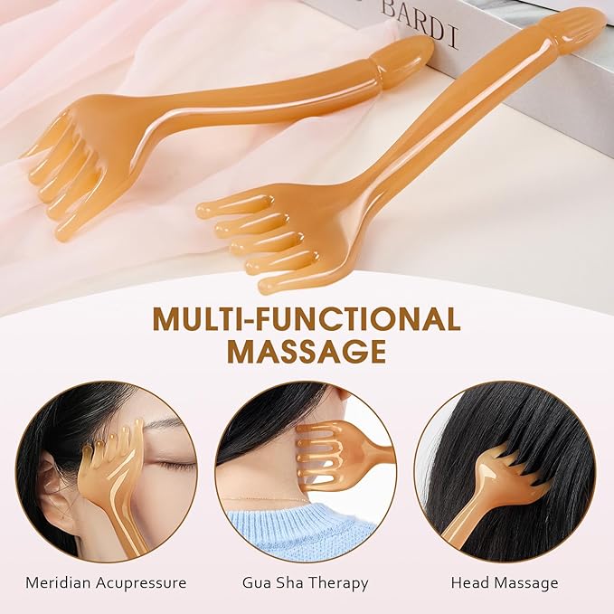 MoyRetty 2 Pack Manual Scalp Massagers, Perfect Scalp Massage Comb for Men & Women Home or Travel Use, Head Spa Gua Sha Tools for Relaxing(Brown)