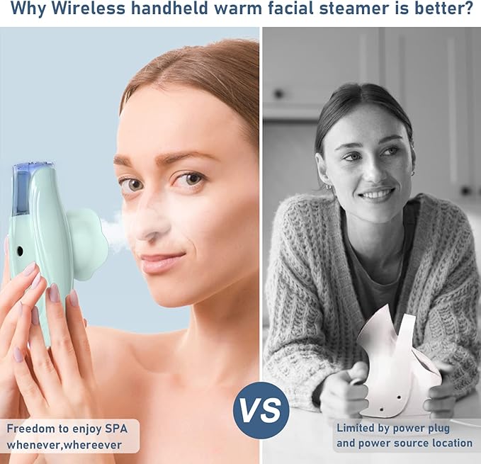Facial Steamer and Eyes spa 2in 1. Mini Portable Professional hot Facial Steamer for Facial Deep Cleaning,The LADY RIGHT Handheld Ionic face steam, Unclogs Pores Soothing for Eye Fatigue and Dryness