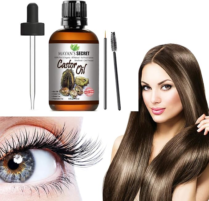 Mayan's Secret Certified Organic Castor Oil Nourishing and Strengthening Oil for Hair and Skin