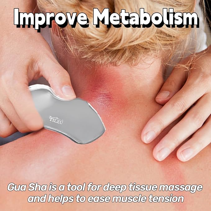 Face Roller & Gua Sha Tool, Stainless Steel Facial Roller and Guasha Tools Skin Care Roller for Wrinkles and Lifting, Improve Puffiness, Metal Face Massager for Eyes, Neck Tighten(2 Pack