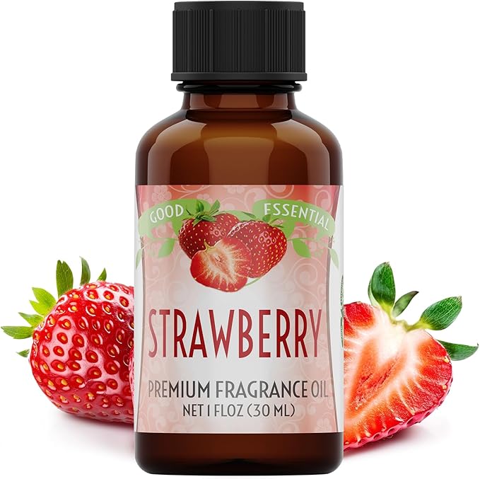 Good Essential Professional Strawberry Fragrance Oil (30ml/1 fl oz) for Diffuser, Candle, Soap & Lotion Making, Perfume for Skin Use