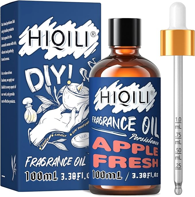HIQILI Apple Fragrance Oil 100ml, Diffuser Oils Scents for Candle Making Soap Slime, Essential Oil for Car Freshies Home Aromatherapy, Fall Scents 3.38 Fl Oz, Christmas for Women Men