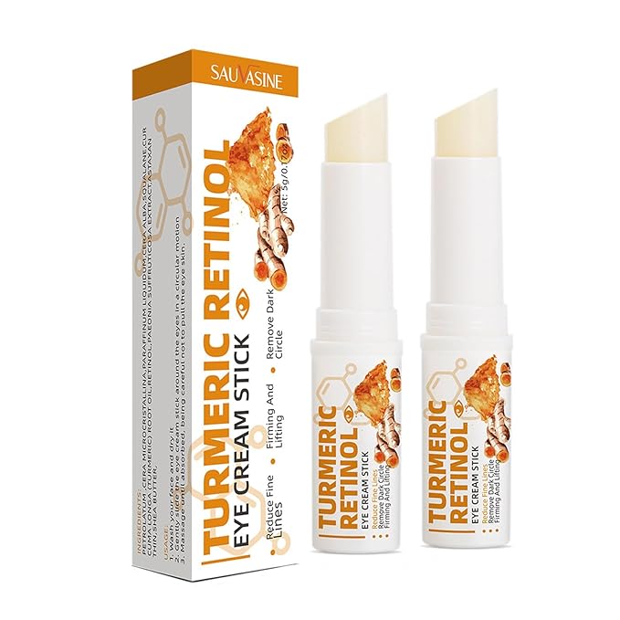 2 PCS Turmeric Retinol Eye Stick,Eye Balm Stick Hydrating for Dark Circle,Wrinkles,Visible Results in 3-4 Weeks,Anti Aging Under Eye,Retinol Eye Cream For Puffiness and Bags Reduces Fine Lines