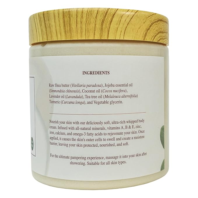 Body Butter Shea Body Moisturizer with Natural Essential Oils to Deeply Nourish, Protect, and Rejuvenate dry Skin - Tea Tree and Lavender 14 oz